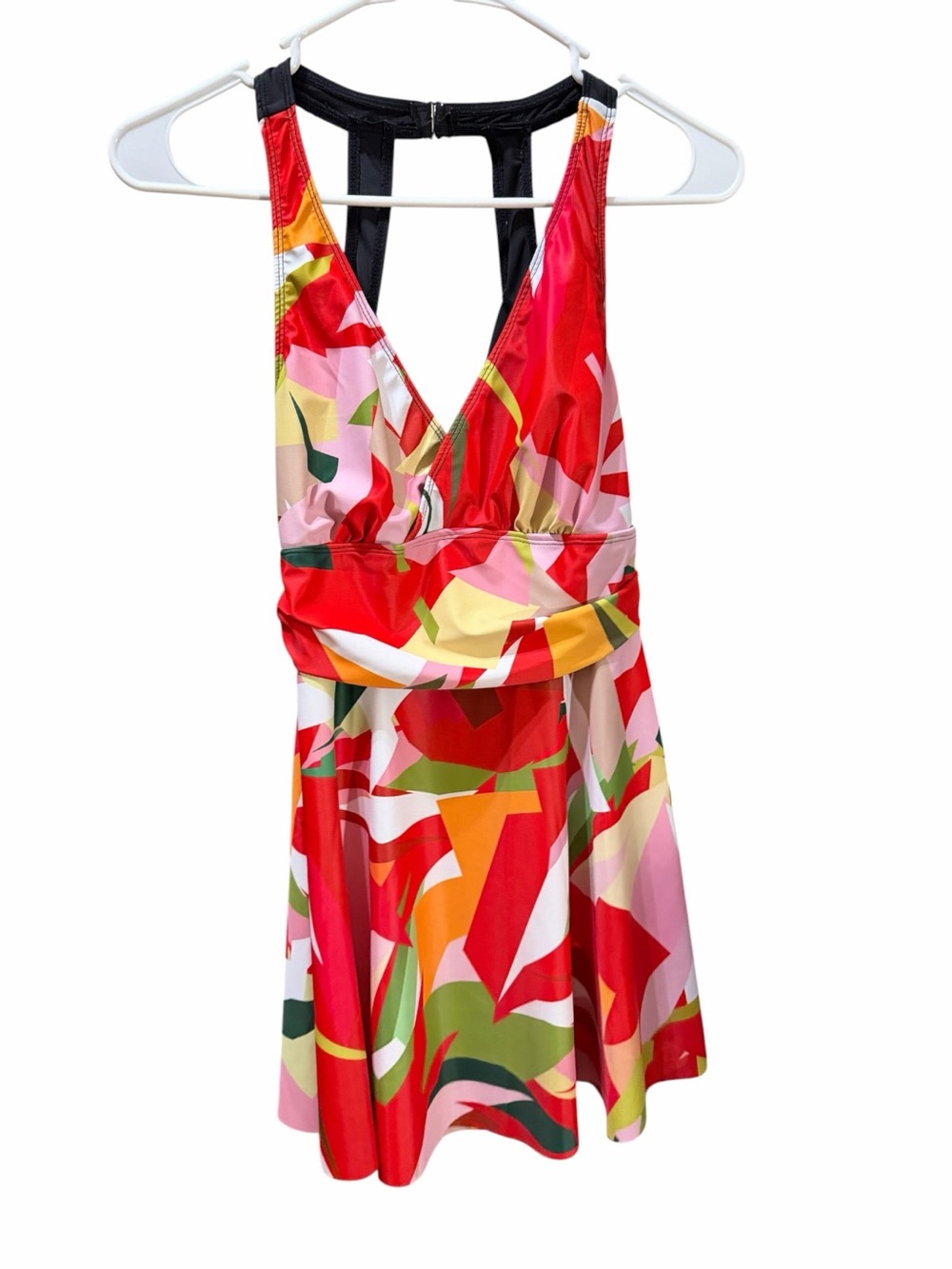 Source Unknown Red Multi-Color Abstract Swim Coverup